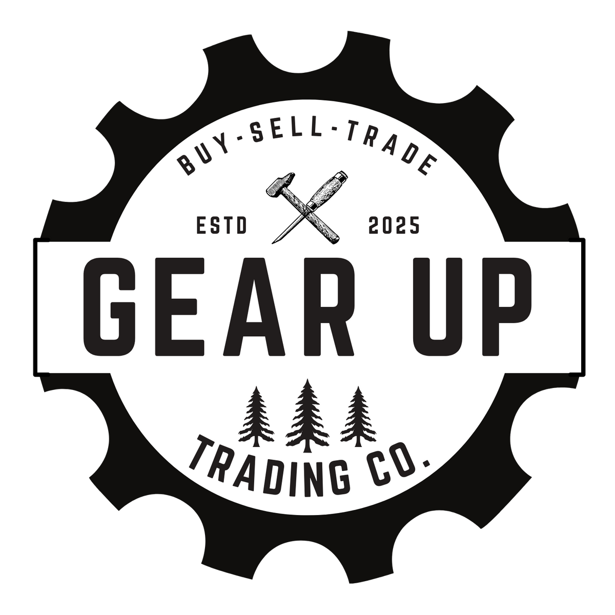 Logo of Gear Up Trading Co. with a gear design and text on a white background