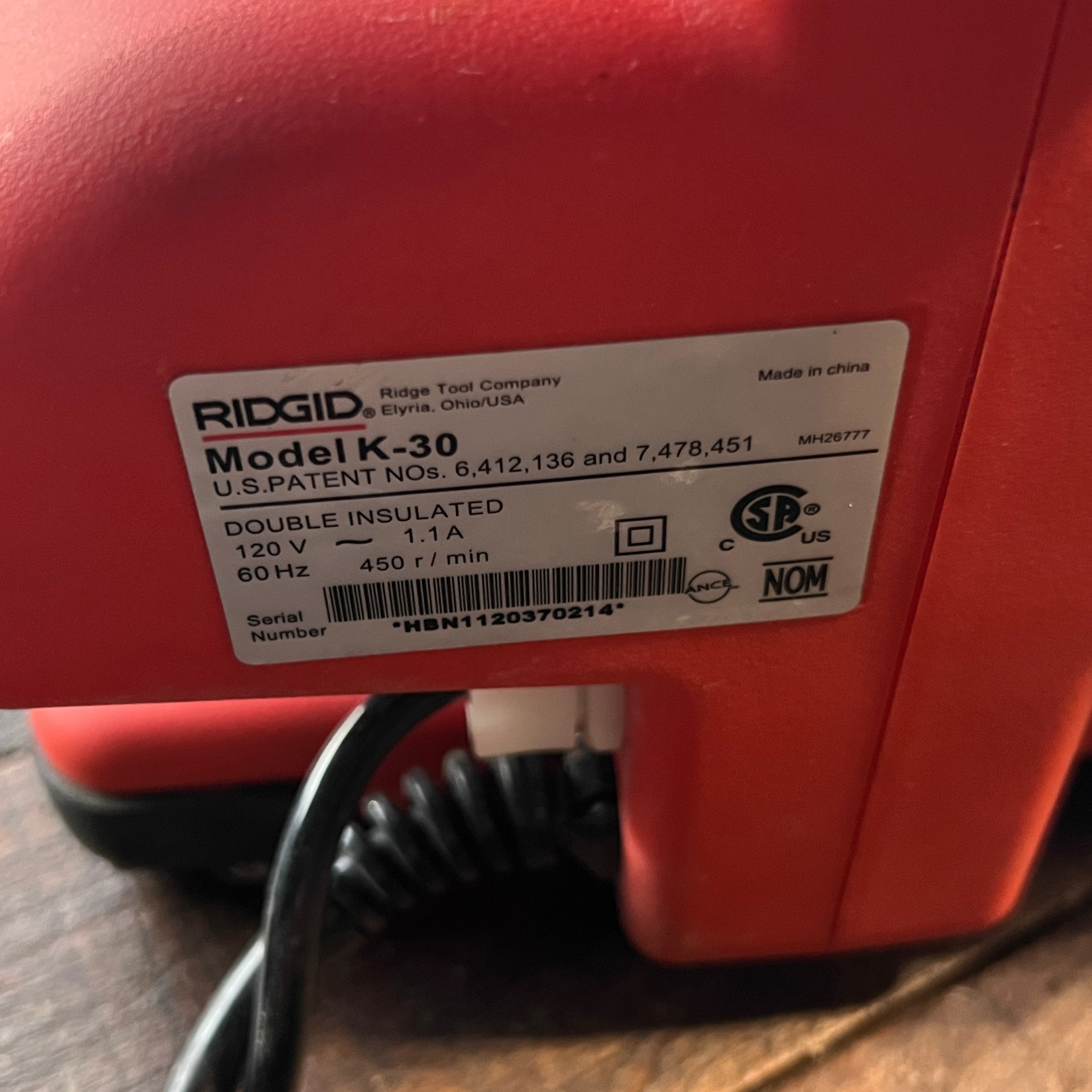 Ridgid Ridgid K 30 Auto Feed Drain Snake/Sewer Machine