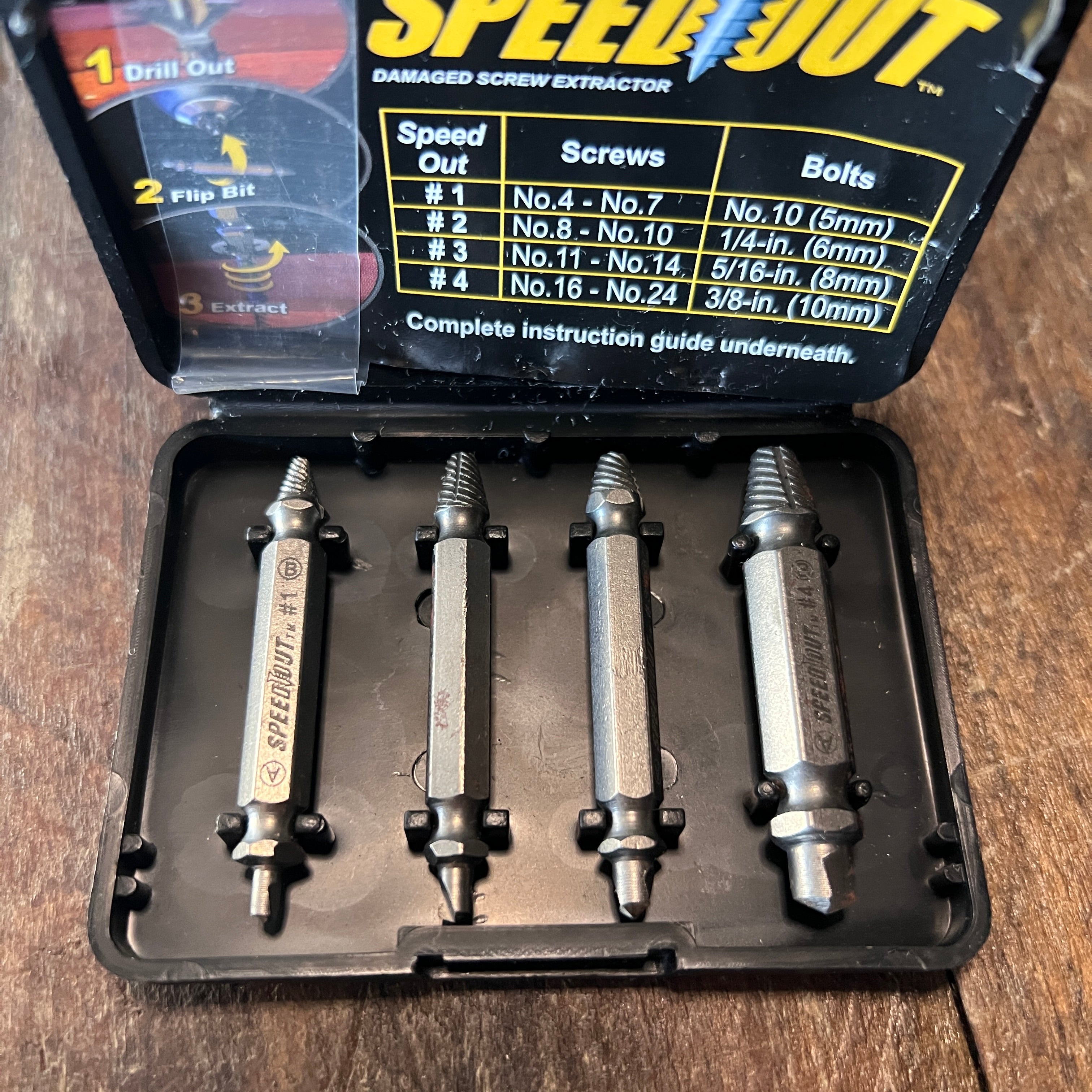 Speed Out 4-Piece Screw Extractor Set