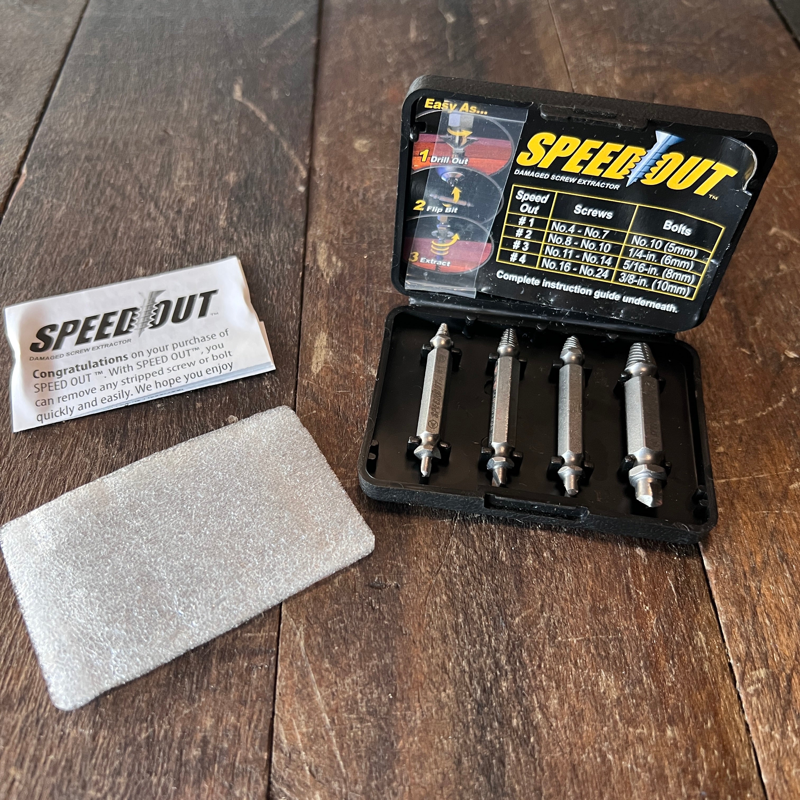 Speed Out 4-Piece Screw Extractor Set