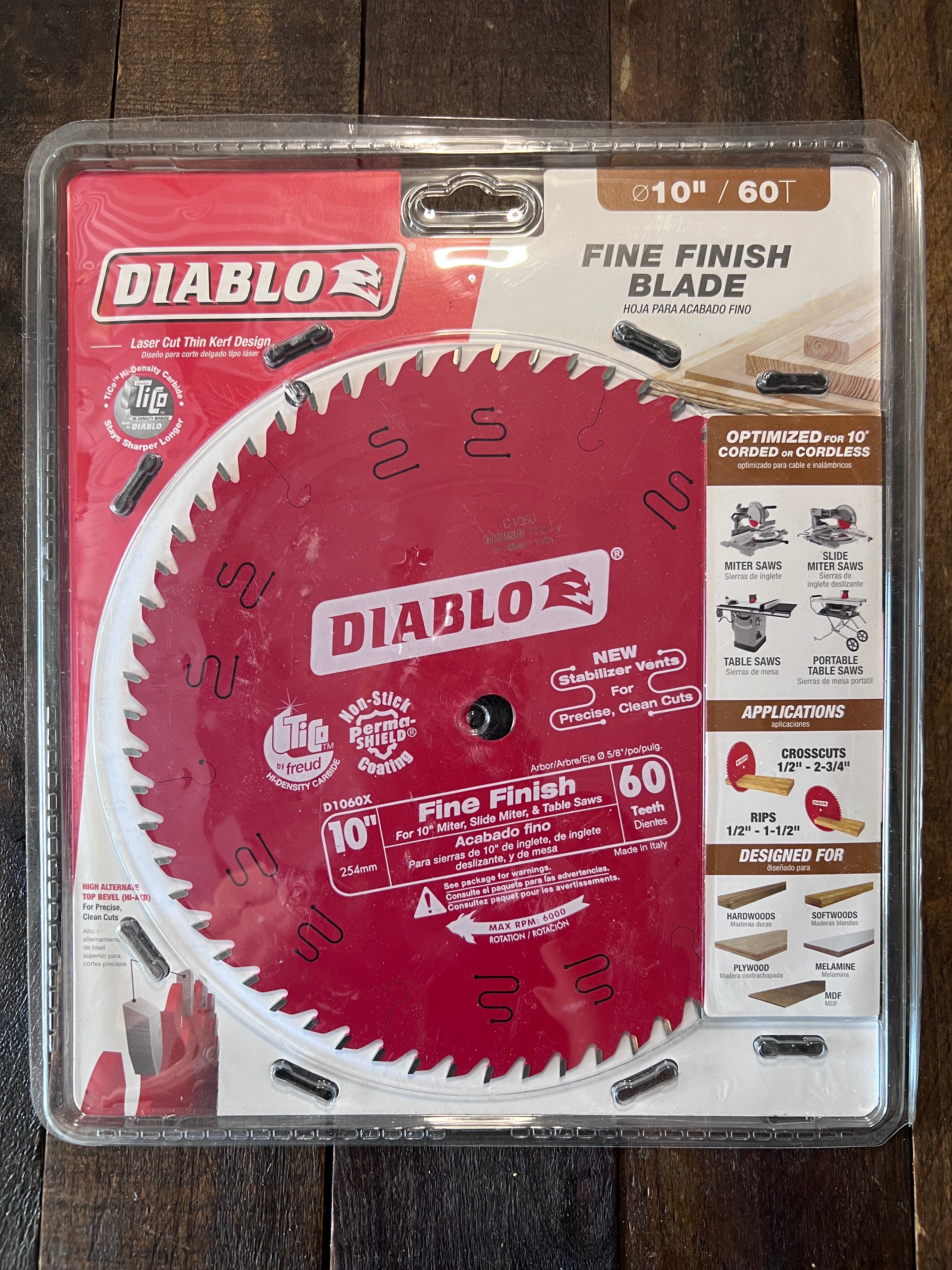 Diablo Diablo 10” 60 Tooth- Fine Finish Blade Gear Up