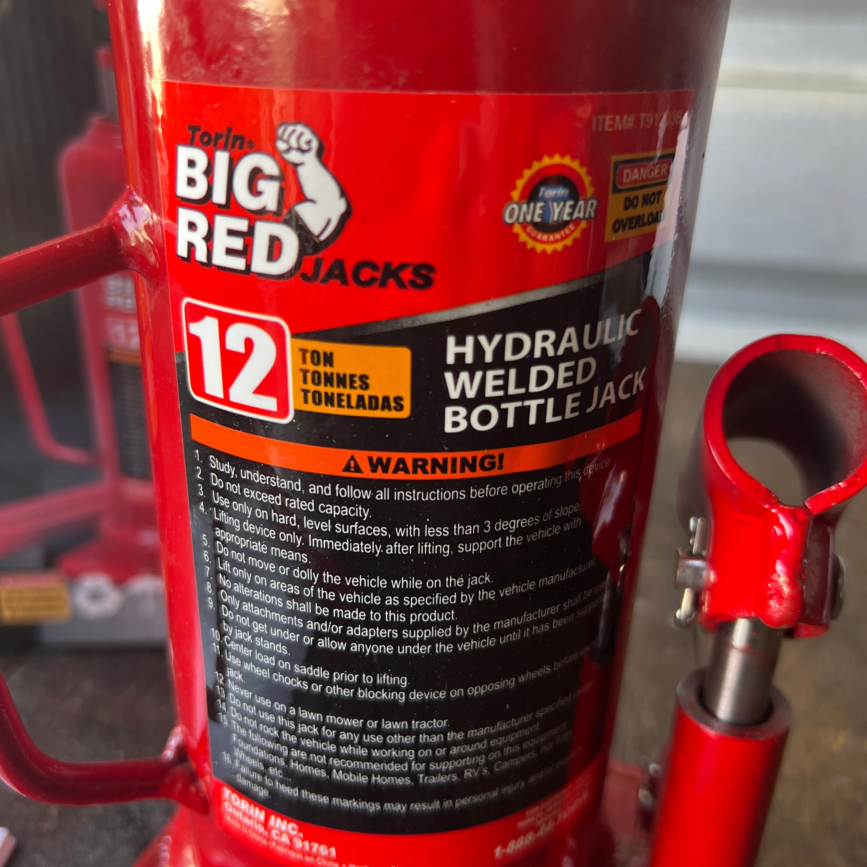 BIG RED BIG RED 12 Ton Bottle Jack(Partial Handle)