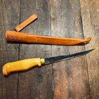 Rapala Vintage J. Marttiini Rapala Inscribed Fish Fillet Knife w/Leather Sheath Finland Gear Up