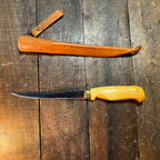 Rapala Vintage J. Marttiini Rapala Inscribed Fish Fillet Knife w/Leather Sheath Finland Gear Up