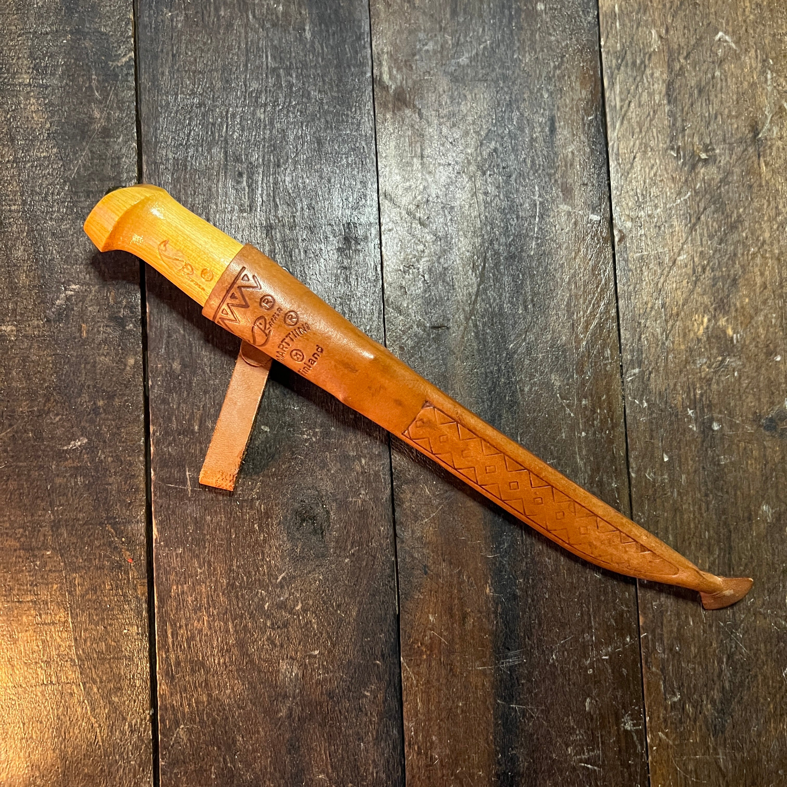 Rapala Vintage J. Marttiini Rapala Inscribed Fish Fillet Knife w/Leather Sheath Finland Gear Up