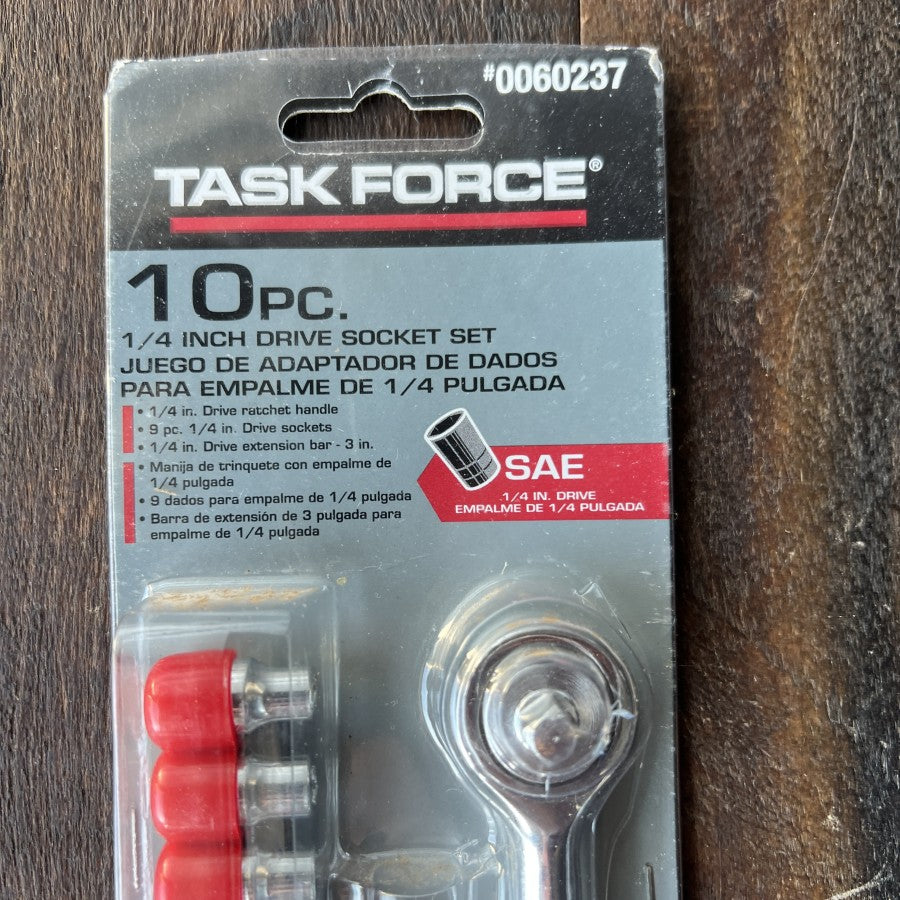 Task Force 10 Piece Quarter Inch Drive SAE Socket Set