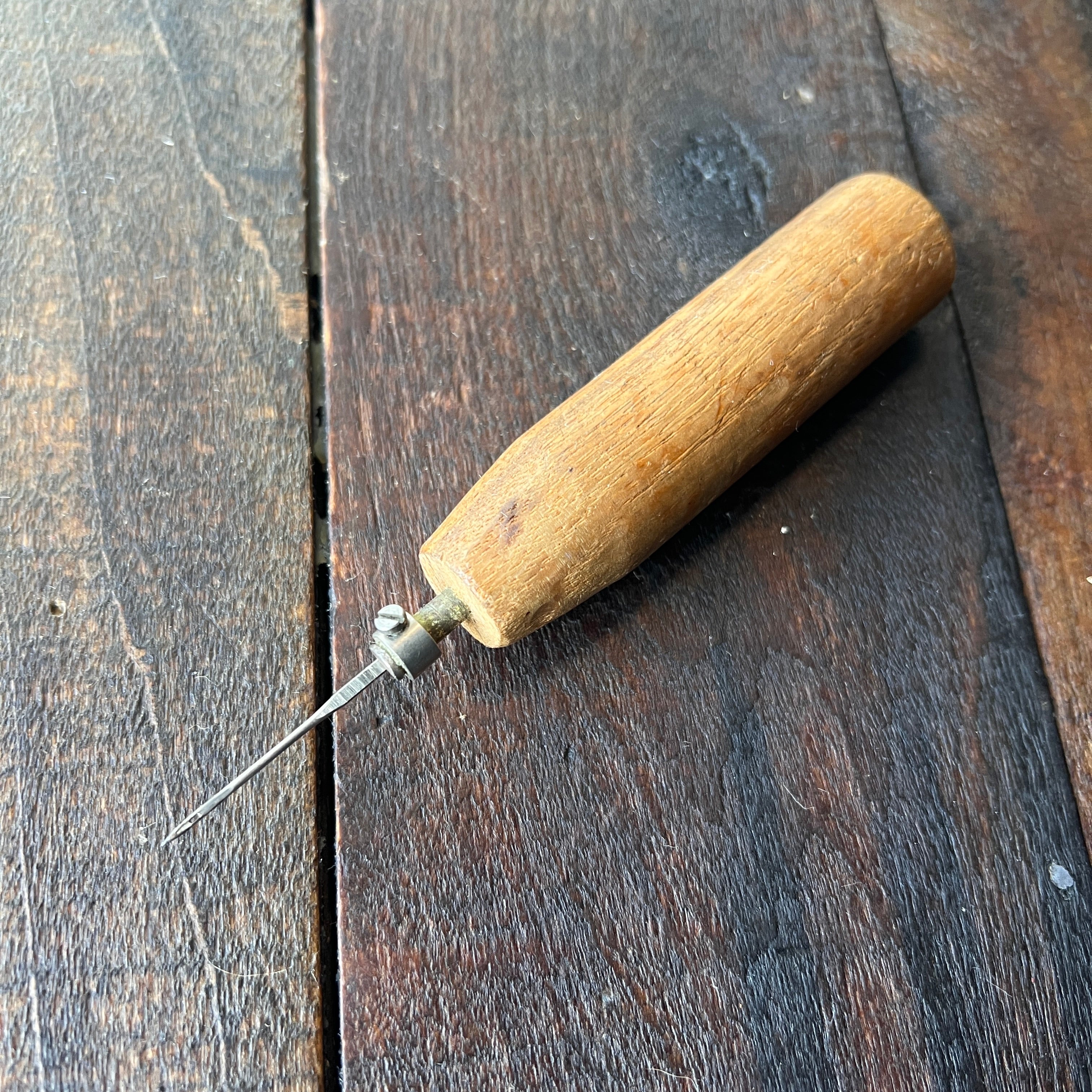 Other Vintage Wooden Handle Needle Awl Punch Tool for Leather Woodworking Gear Up