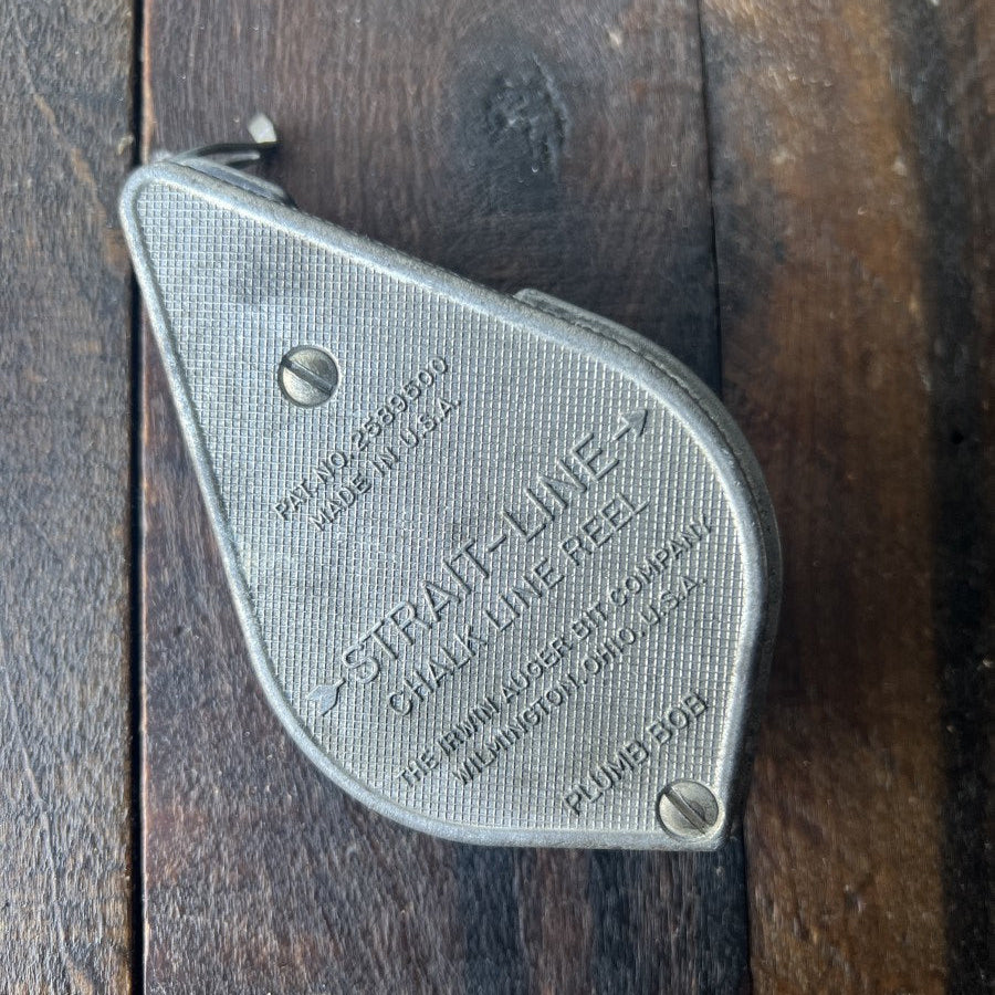 Vintage Irwin Strait-Line Metal Chalk Line Reel Plumb Bob (USA)