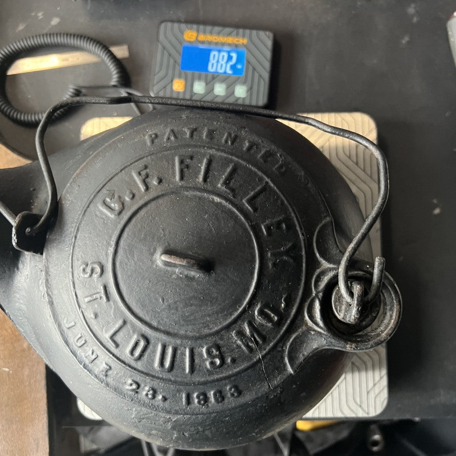 Other G.F. Filley Antique Cast Iron Tea Kettle with Swivel Lid Gear Up