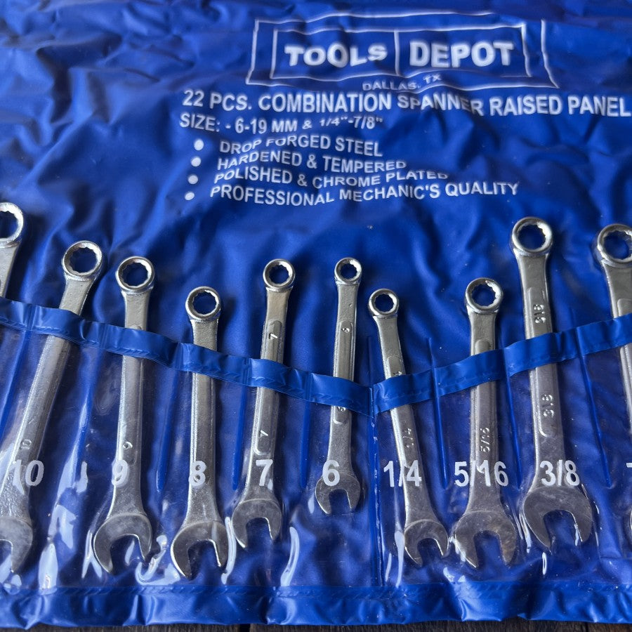 Other Tools Depot 22-Piece SAE Metric Combination Wrench Set Gear Up