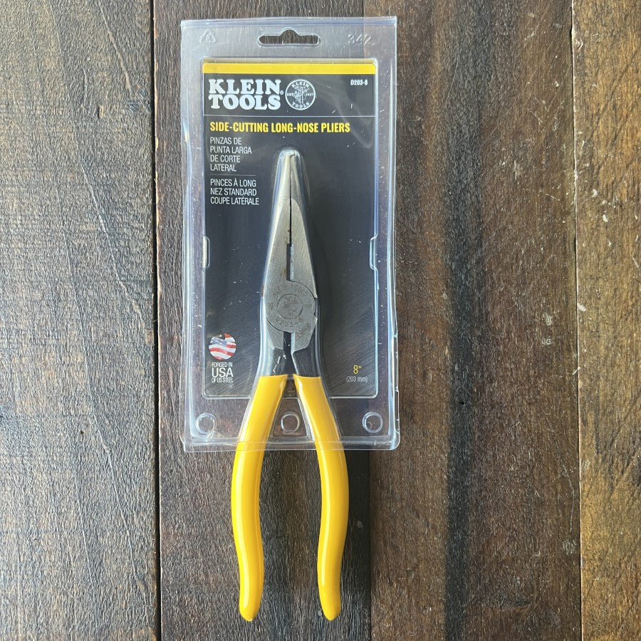 Klein Tools D203-8 8 Inch Side Cutting Long Nose Pliers (USA)