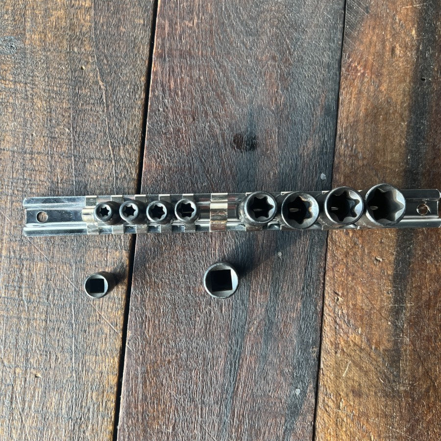 E Torx Socket Set with Rail External Star Bit Sockets