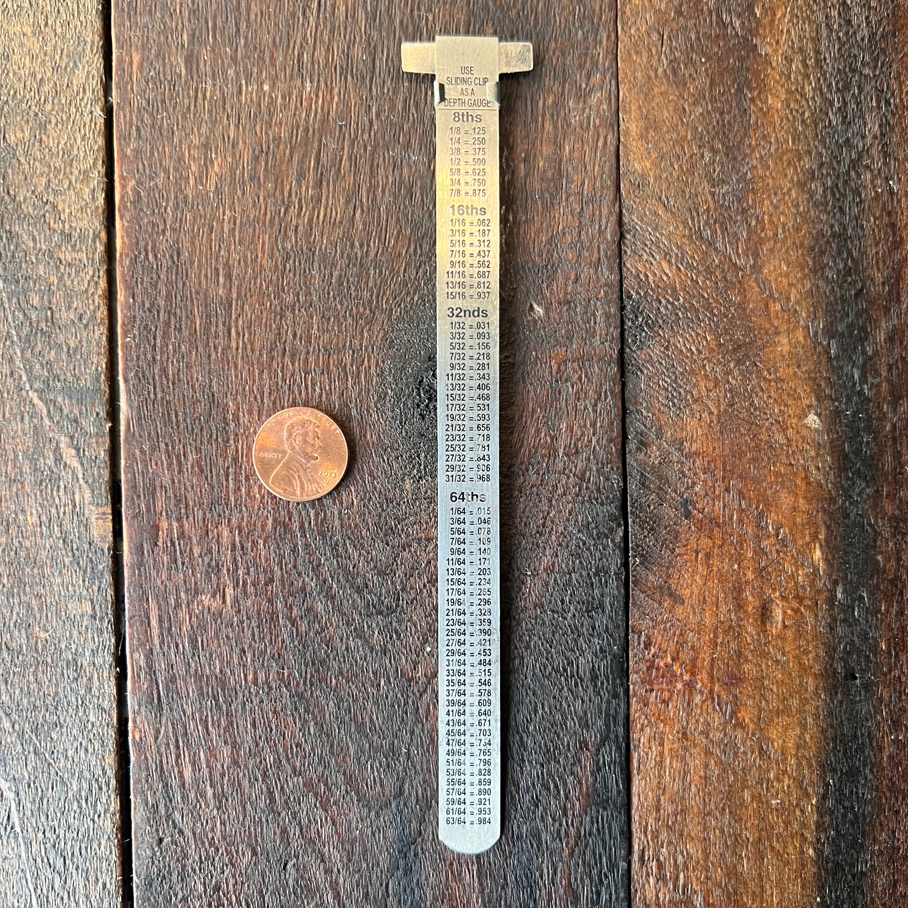 Empire Empire Stainless Steel Sliding Depth Gauge Square Fraction Decimal Gear Up