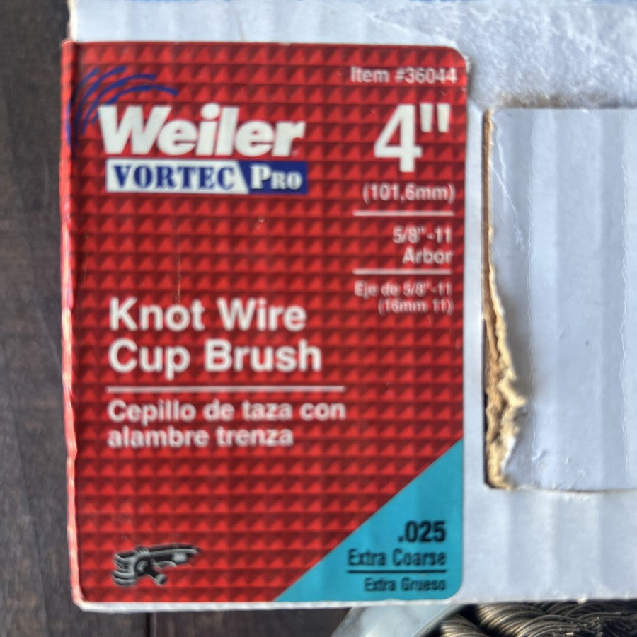 Weiler VORTEC PRO 4 Inch Knot Wire Cup Brush .025 Extra Coarse
