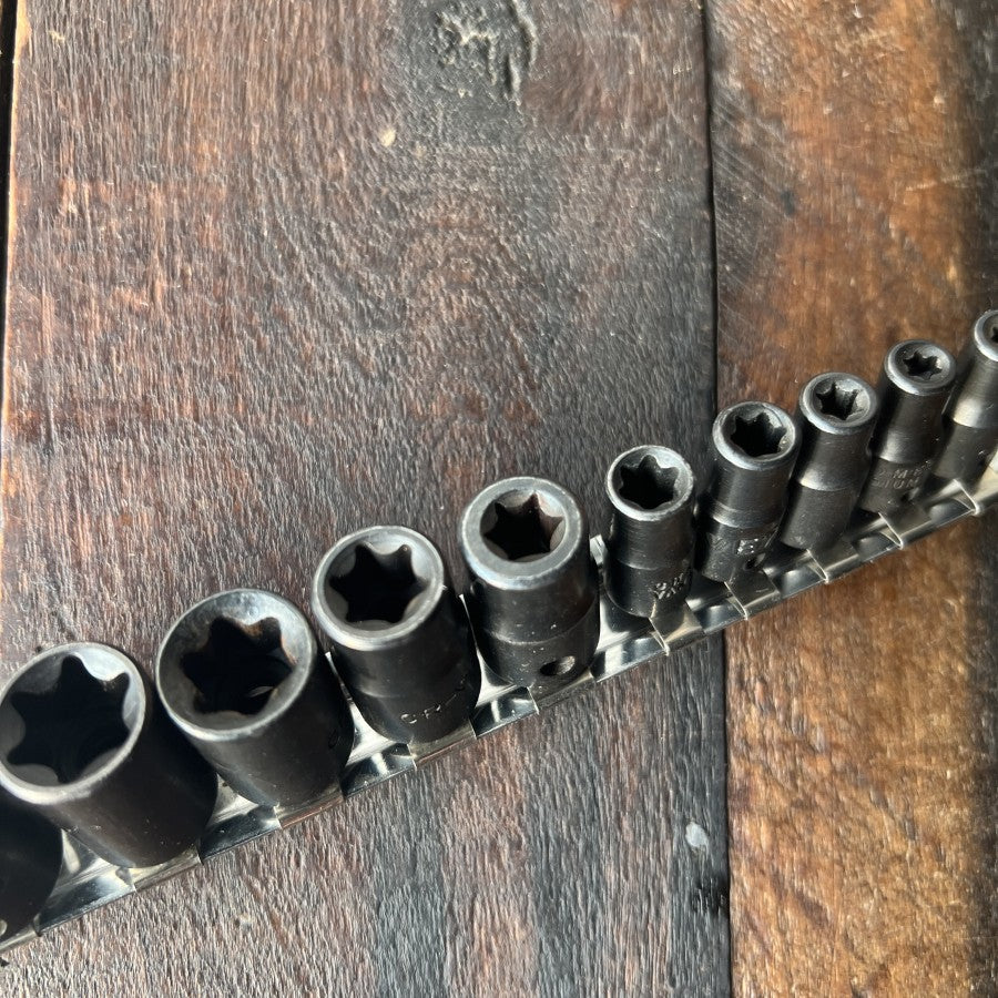 E Torx Socket Set with Rail External Star Bit Sockets