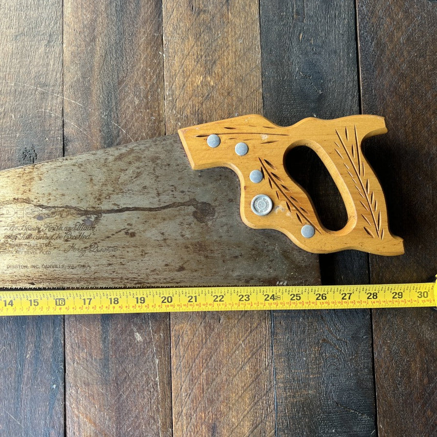 Disston D-23 26 Inch Vintage Hand Saw Wood Handle (USA)