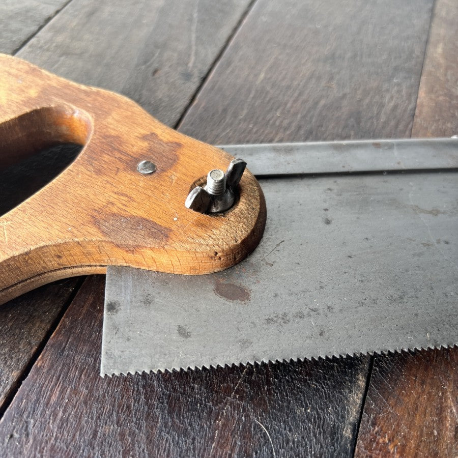 Unknown Vintage Wood Handle Dovetail Hand Saw Gear Up