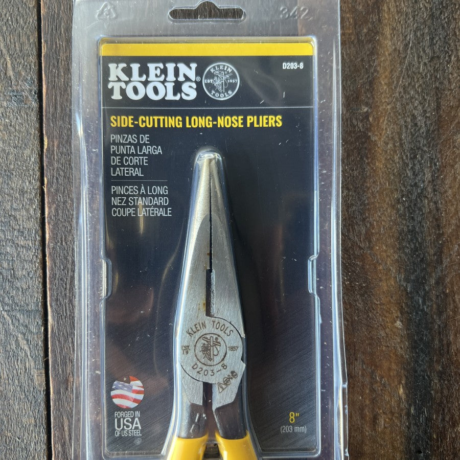 Klein Tools D203-8 8 Inch Side Cutting Long Nose Pliers (USA)