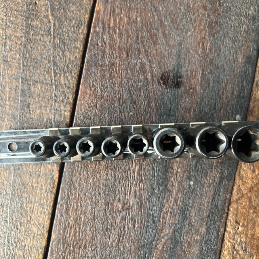 E Torx Socket Set with Rail External Star Bit Sockets