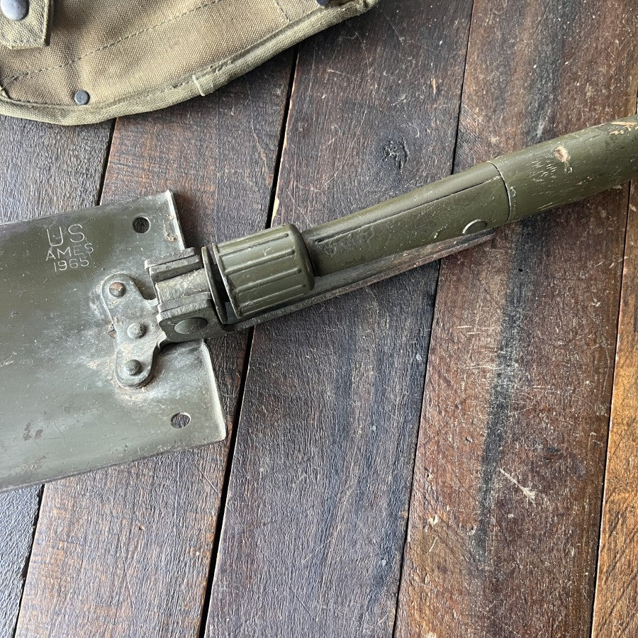 Other Original Vietnam ERA 1965 AMES E-Tool Entrenching Tool w/Pick & Canvas Cover Gear Up