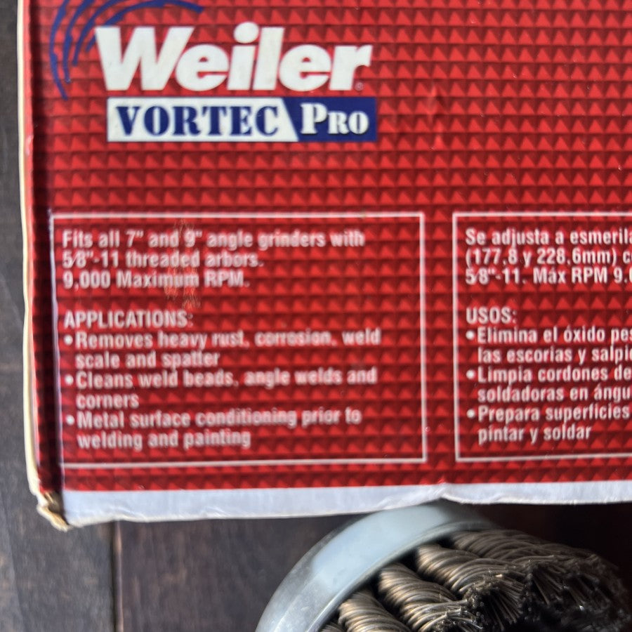 Weiler VORTEC PRO 4 Inch Knot Wire Cup Brush .025 Extra Coarse