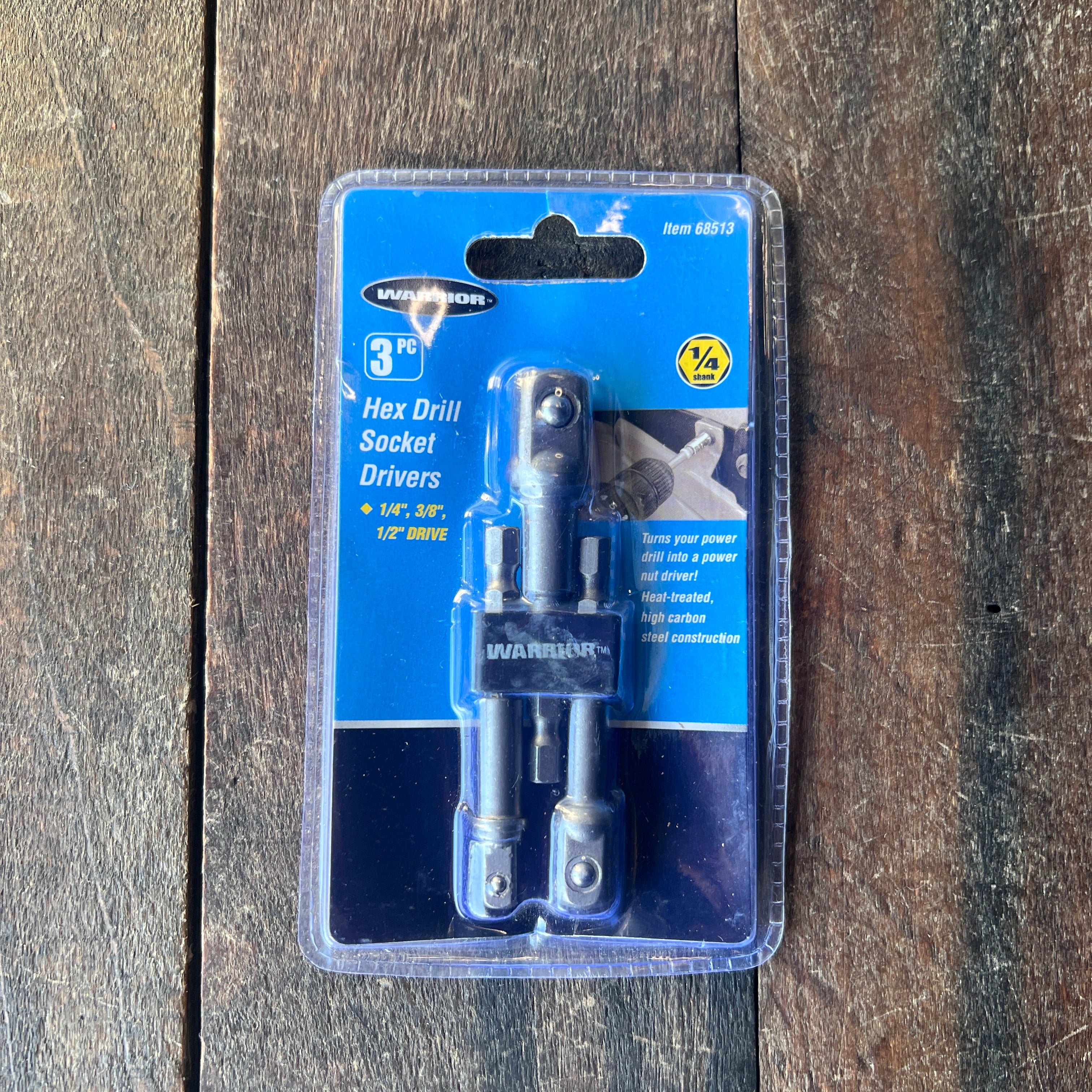 Warrior Warrior 3 Pc Hex Drill Socket Drivers Set (1/4", 3/8", 1/2") Gear Up