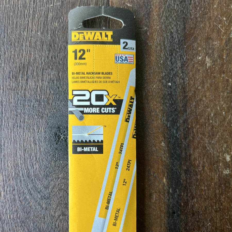 DeWalt 12 Inch 24 TPI BiMetal Hacksaw Blades 2 Pack (USA)