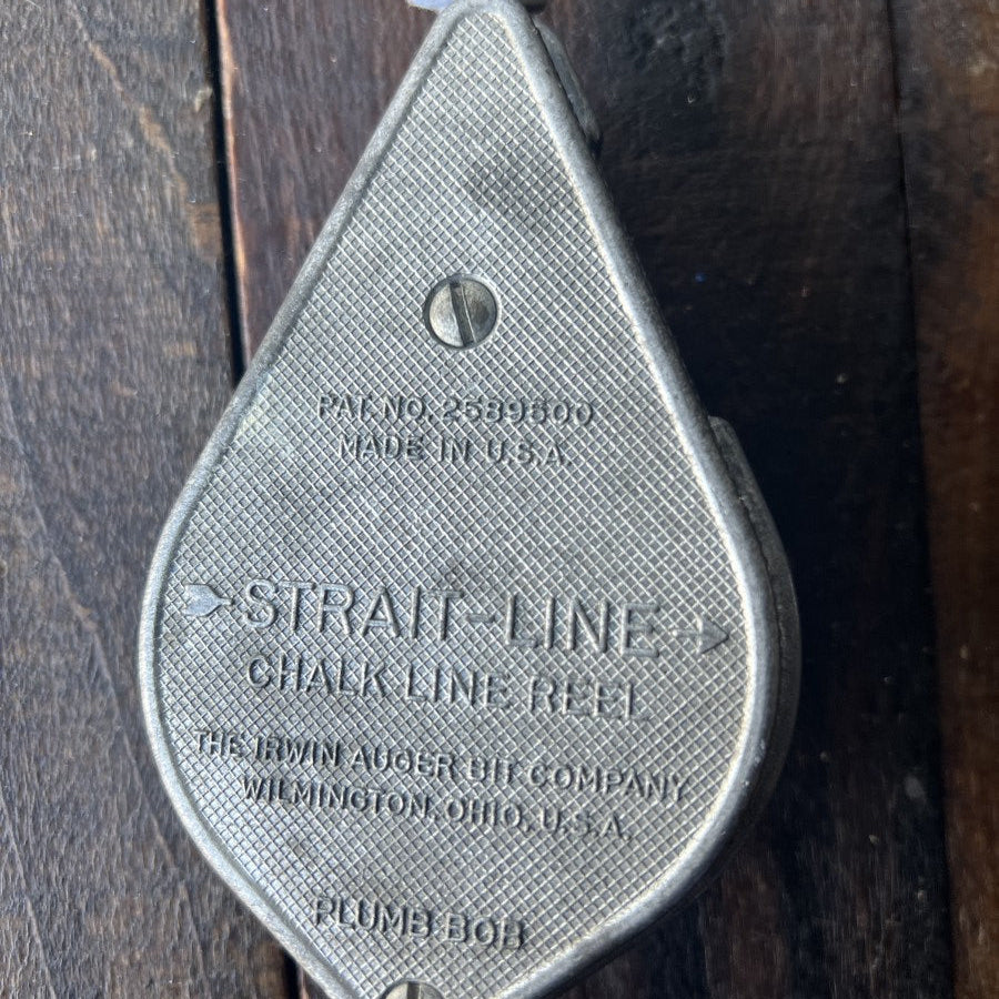 Vintage Irwin Strait-Line Metal Chalk Line Reel Plumb Bob (USA)