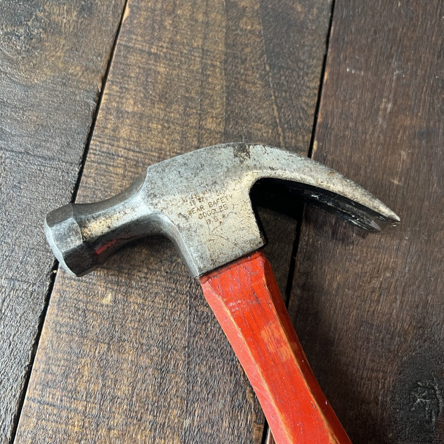 Vintage Plumb Permabond Claw Hammer Red Wooden Handle (USA)
