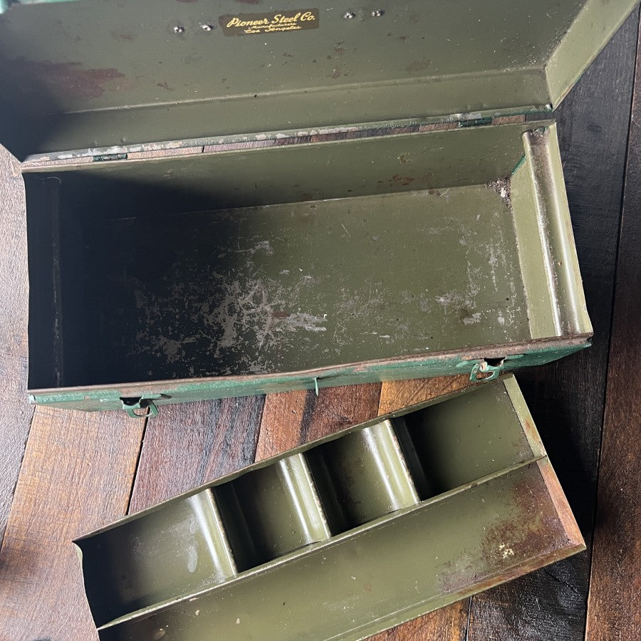 Other Vintage Pioneer Steel Co Green Metal Tool Box (USA) Gear Up