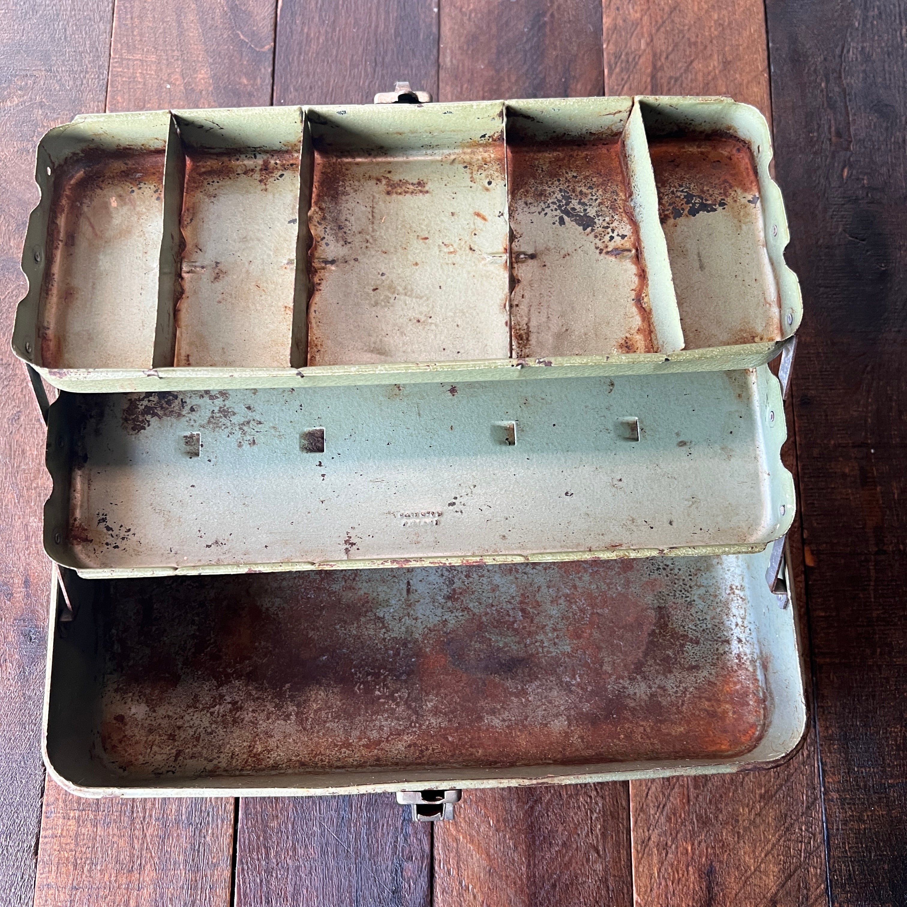 Unknown Vintage Union Metal Multi-Level Toolbox Tool Storage Gear Up