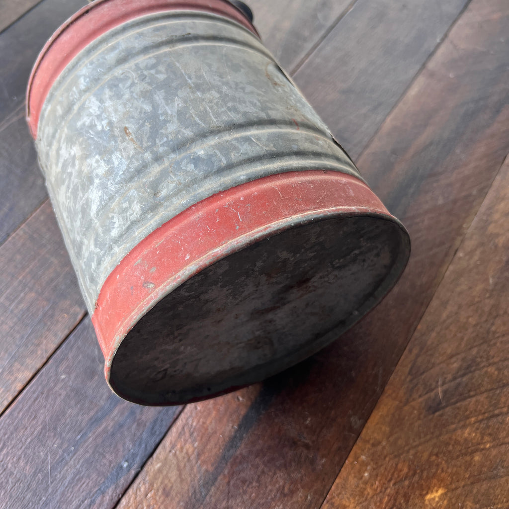 Unknown Vintage Kelly Gas Can Galvanized Metal Red Bands Collectible Gear Up