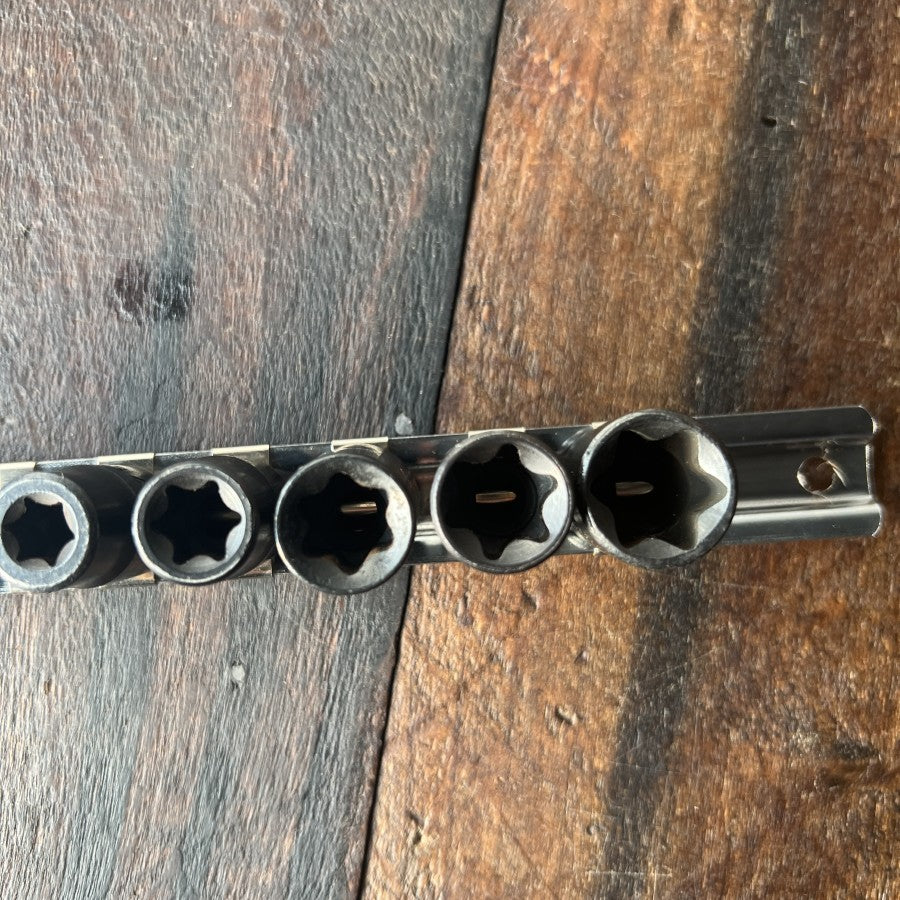 E Torx Socket Set with Rail External Star Bit Sockets