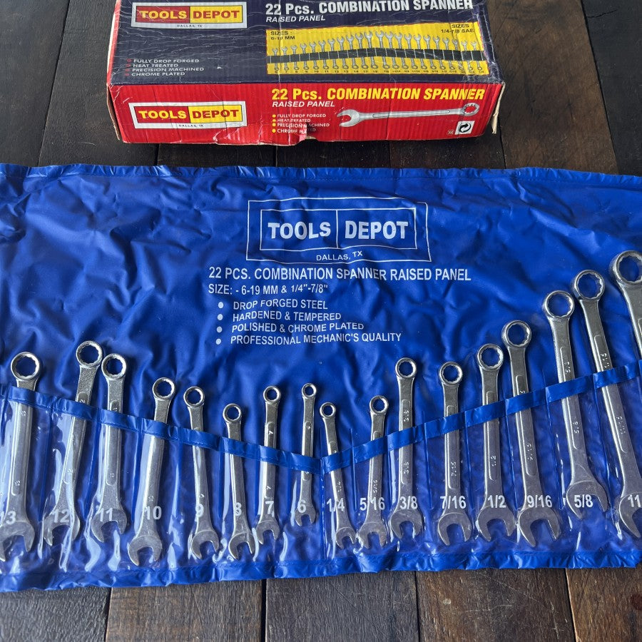 Other Tools Depot 22-Piece SAE Metric Combination Wrench Set Gear Up