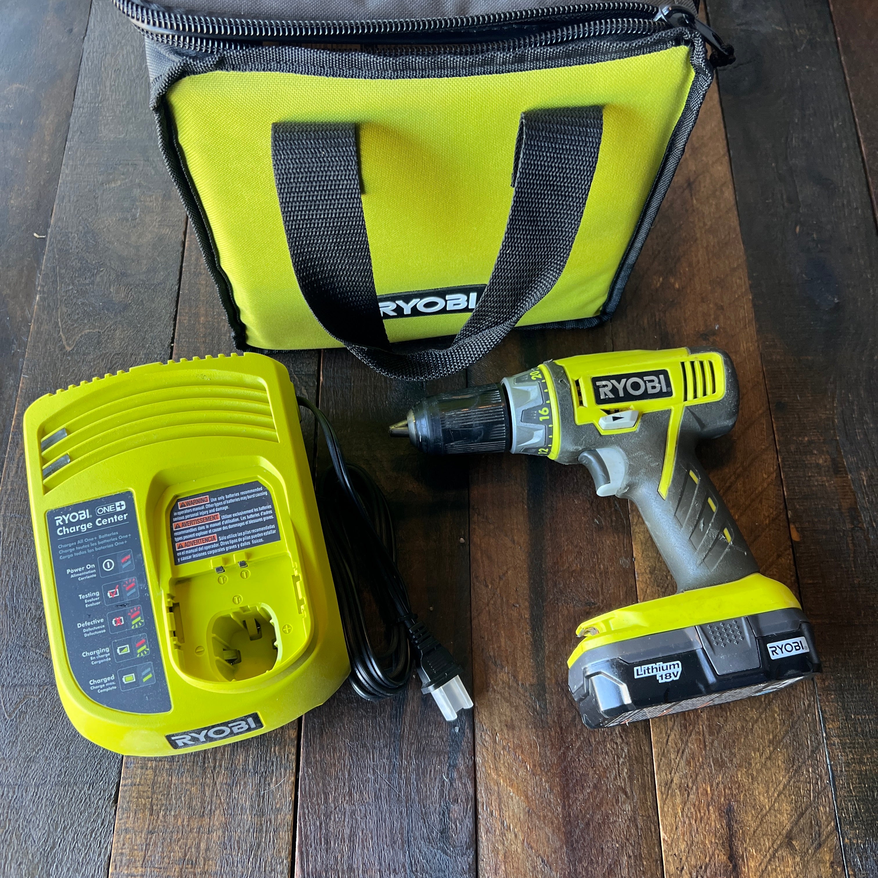 Ryobi Ryobi P271 18V 1/2 Inch Drill Driver with Battery, Charger, & Bag Gear Up