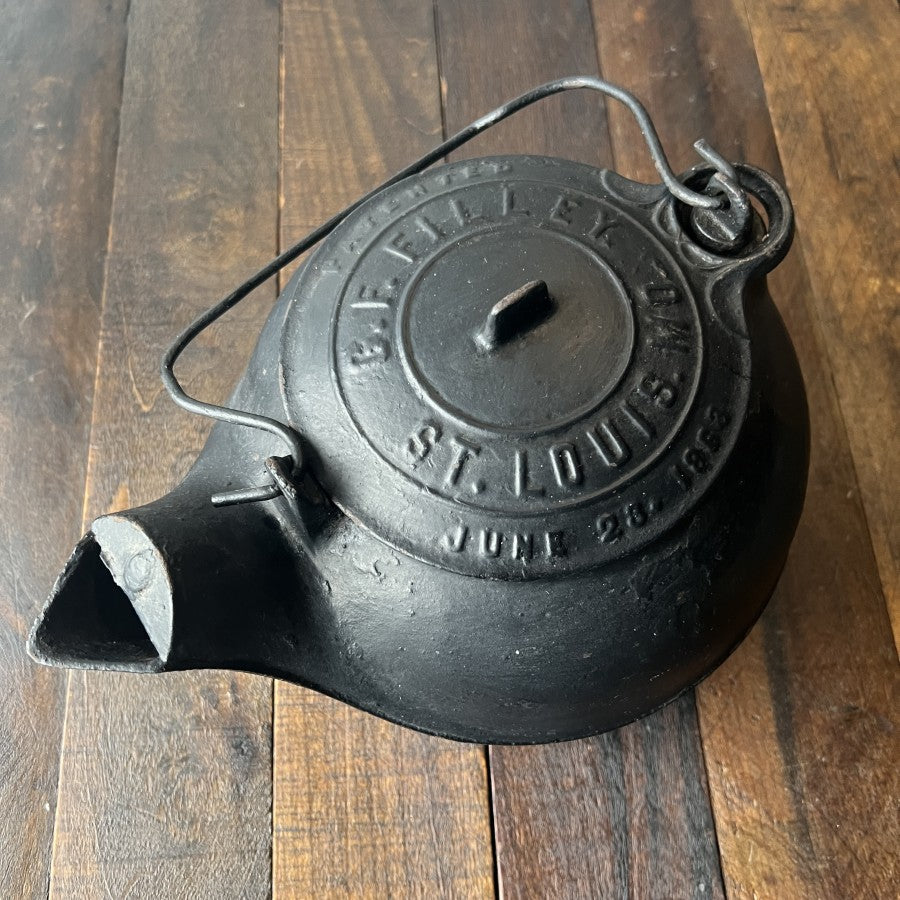 Other G.F. Filley Antique Cast Iron Tea Kettle with Swivel Lid Gear Up