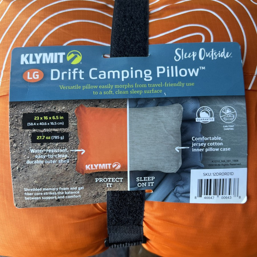 Other Klymit Drift Camping Pillow Large (Orange) Gear Up