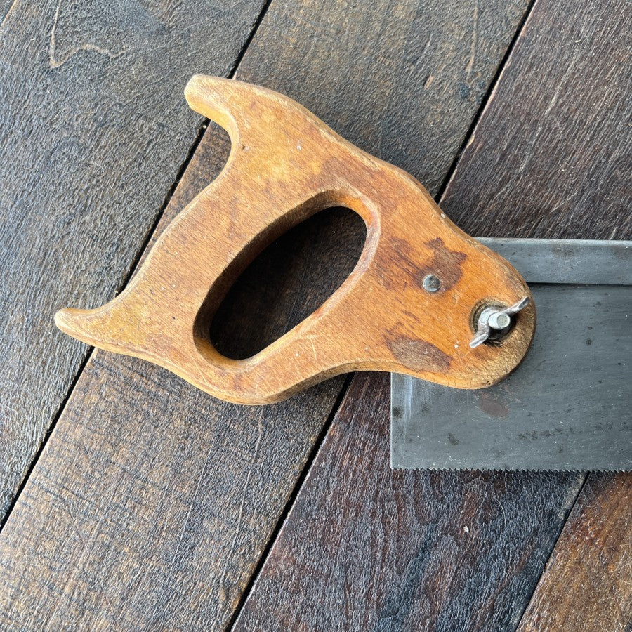 Unknown Vintage Wood Handle Dovetail Hand Saw Gear Up
