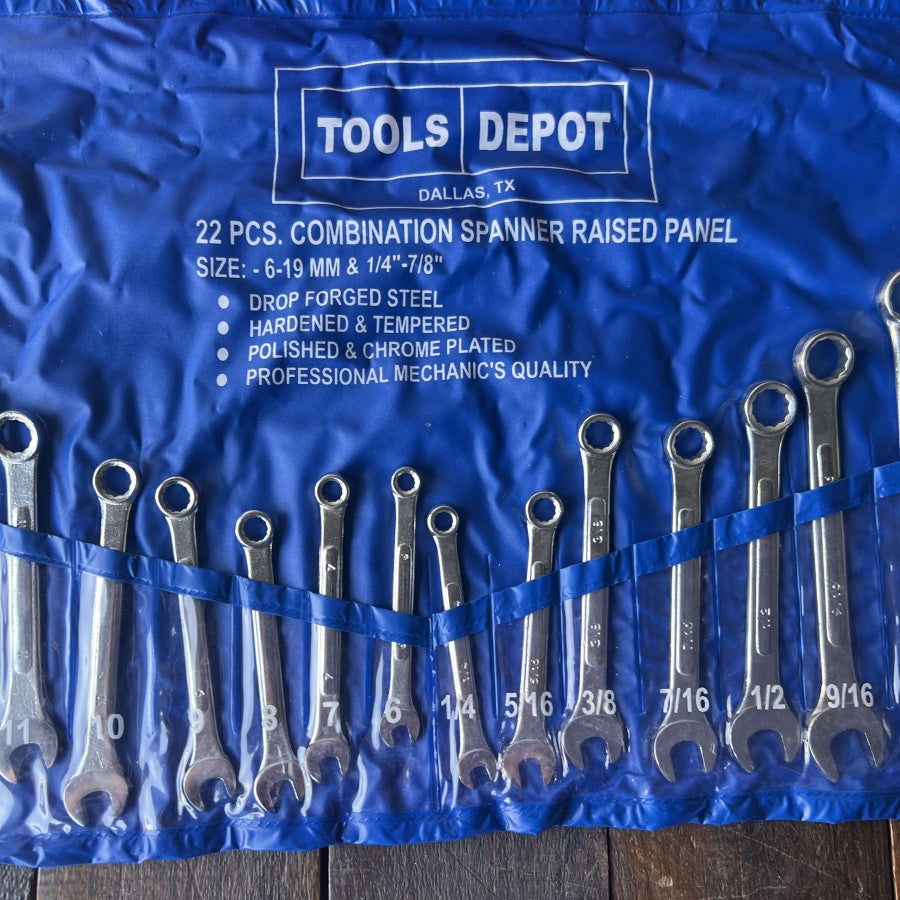 Other Tools Depot 22-Piece SAE Metric Combination Wrench Set Gear Up