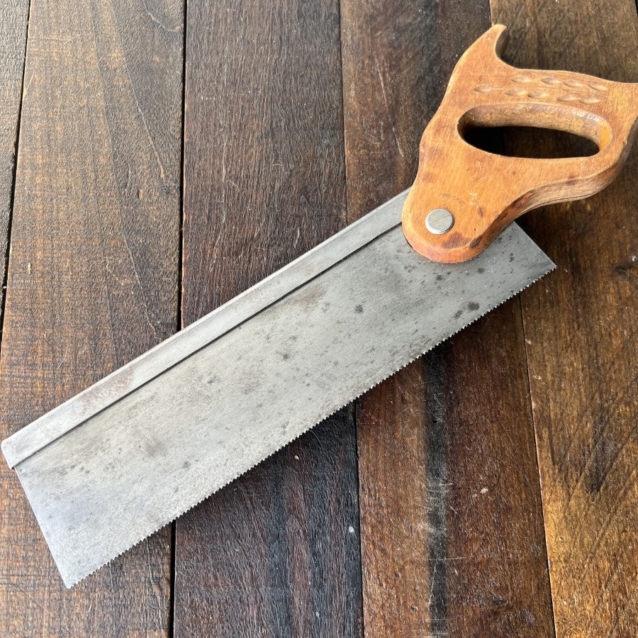 Unknown Vintage Wood Handle Dovetail Hand Saw Gear Up