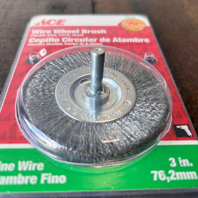 ACE ACE 3 in. Fine Wire Wheel Brush w/ 1/4 in. Shank Gear Up