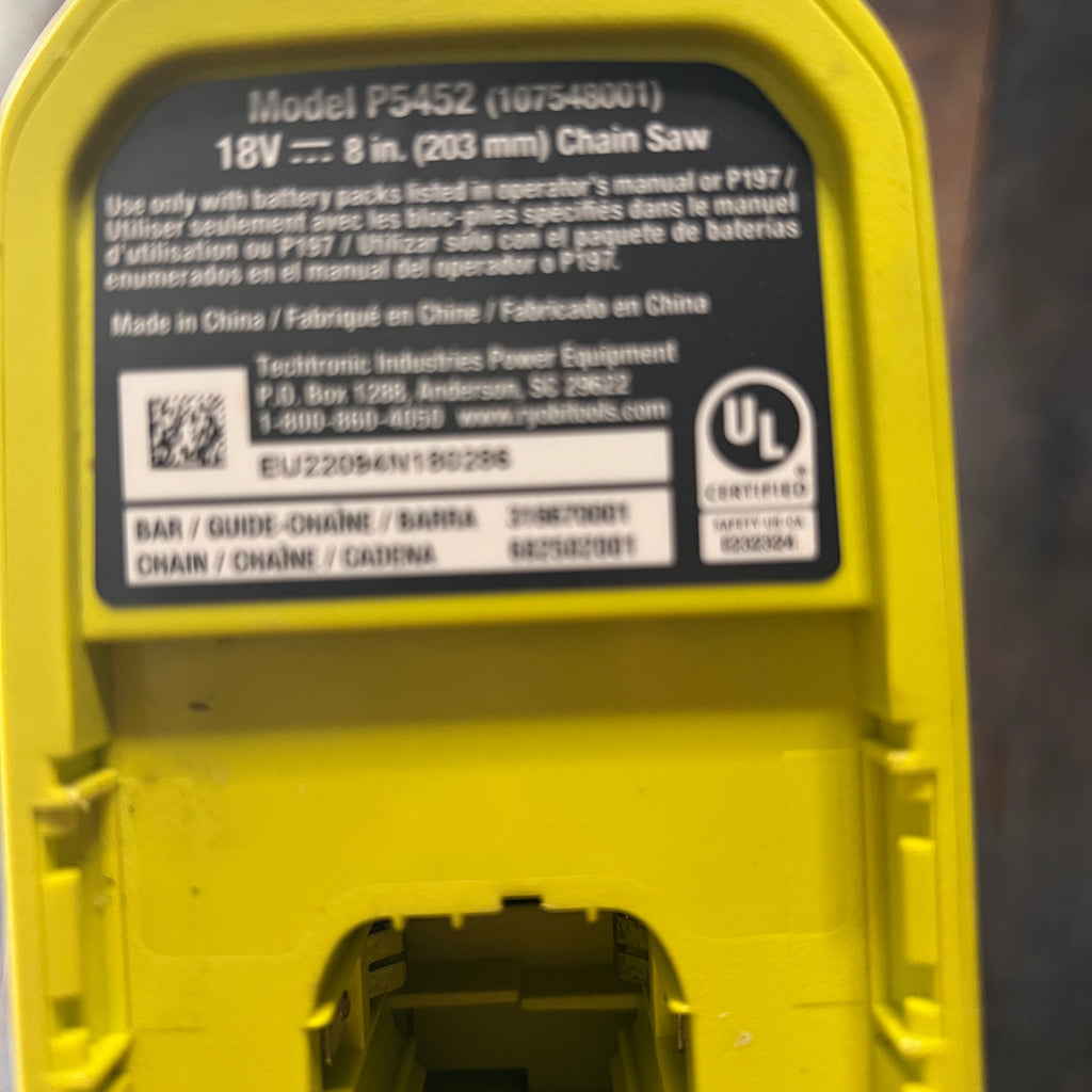 Ryobi Ryobi ONE+ P5452 18V 8-Inch Cordless Chainsaw Kit Gear Up