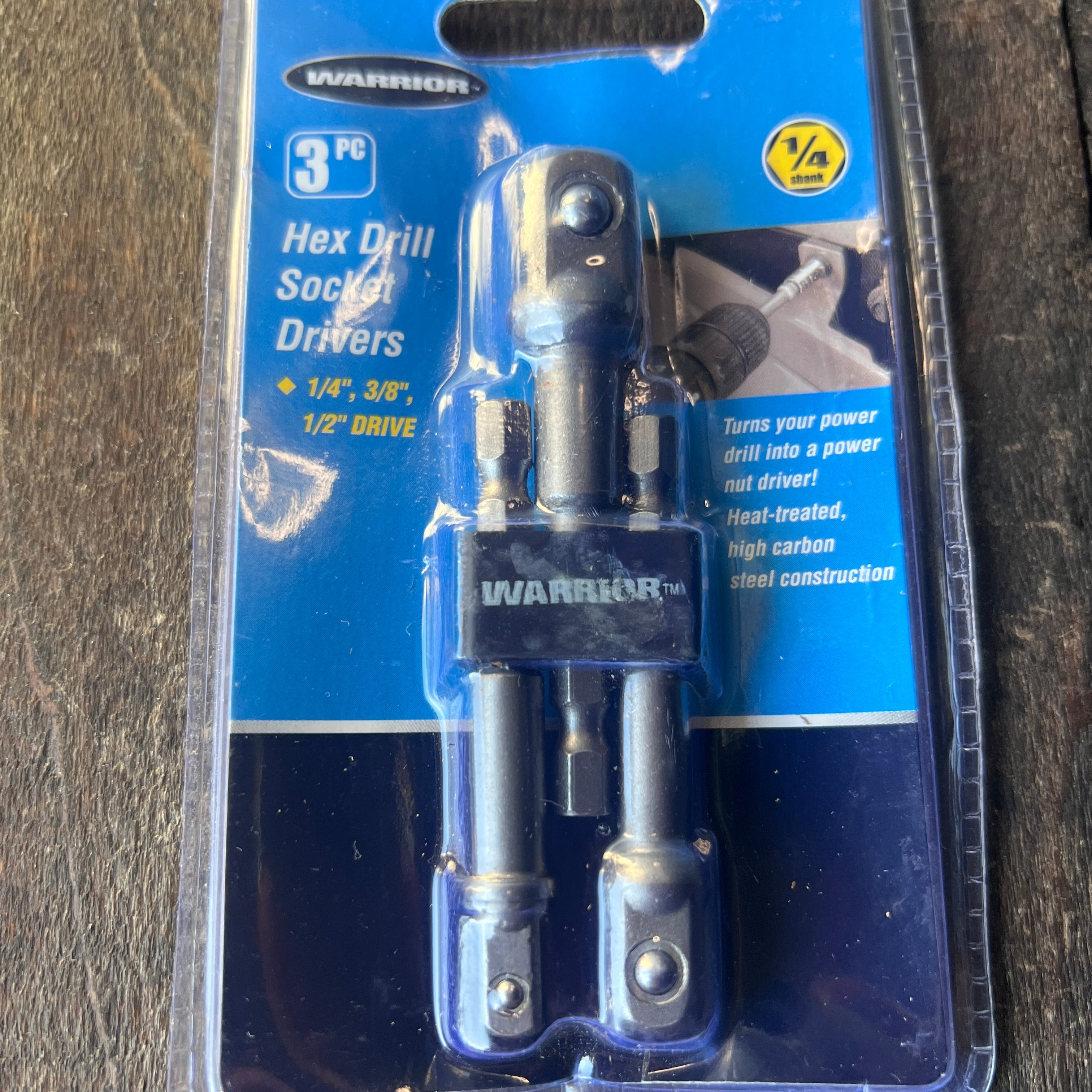 Warrior Warrior 3 Pc Hex Drill Socket Drivers Set (1/4", 3/8", 1/2") Gear Up