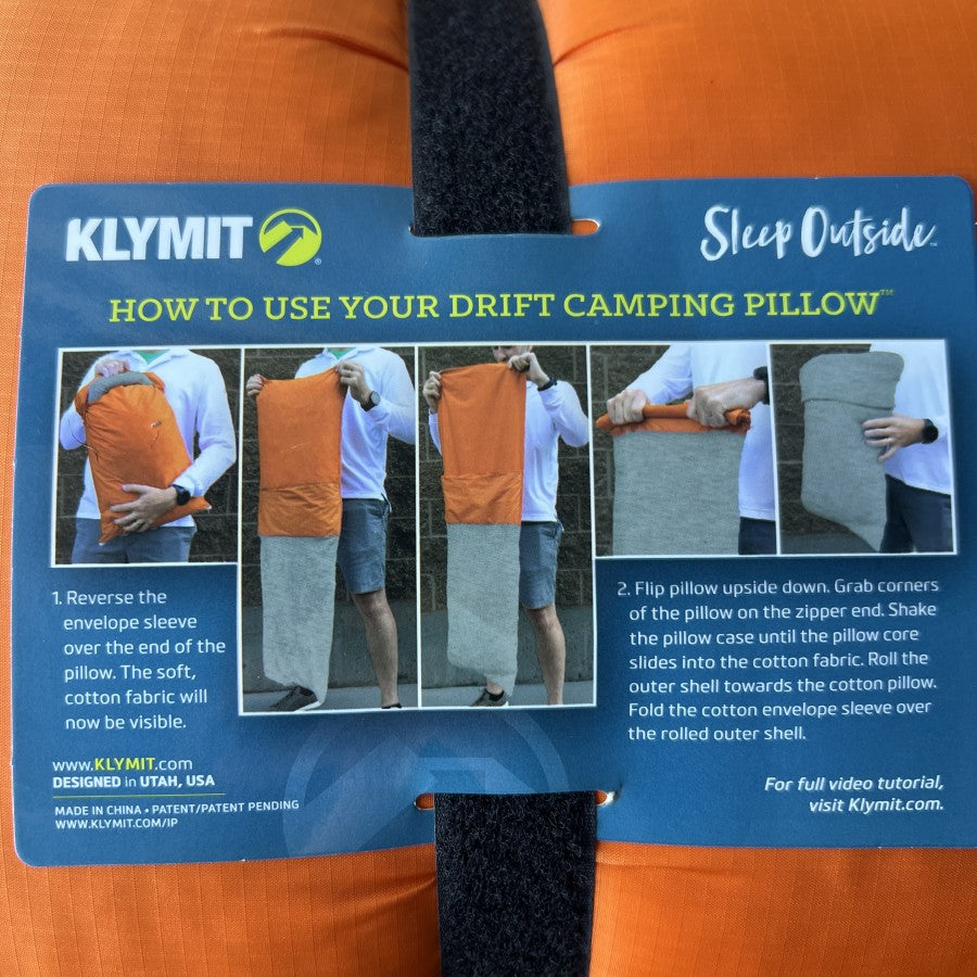 Other Klymit Drift Camping Pillow Large (Orange) Gear Up