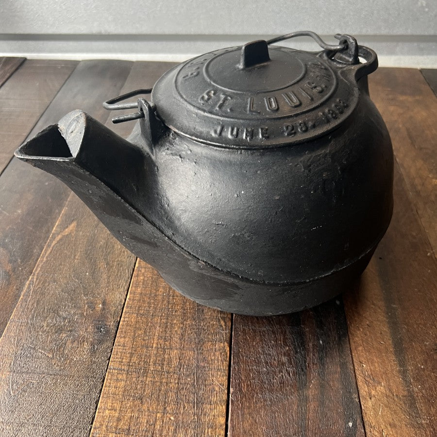 Other G.F. Filley Antique Cast Iron Tea Kettle with Swivel Lid Gear Up