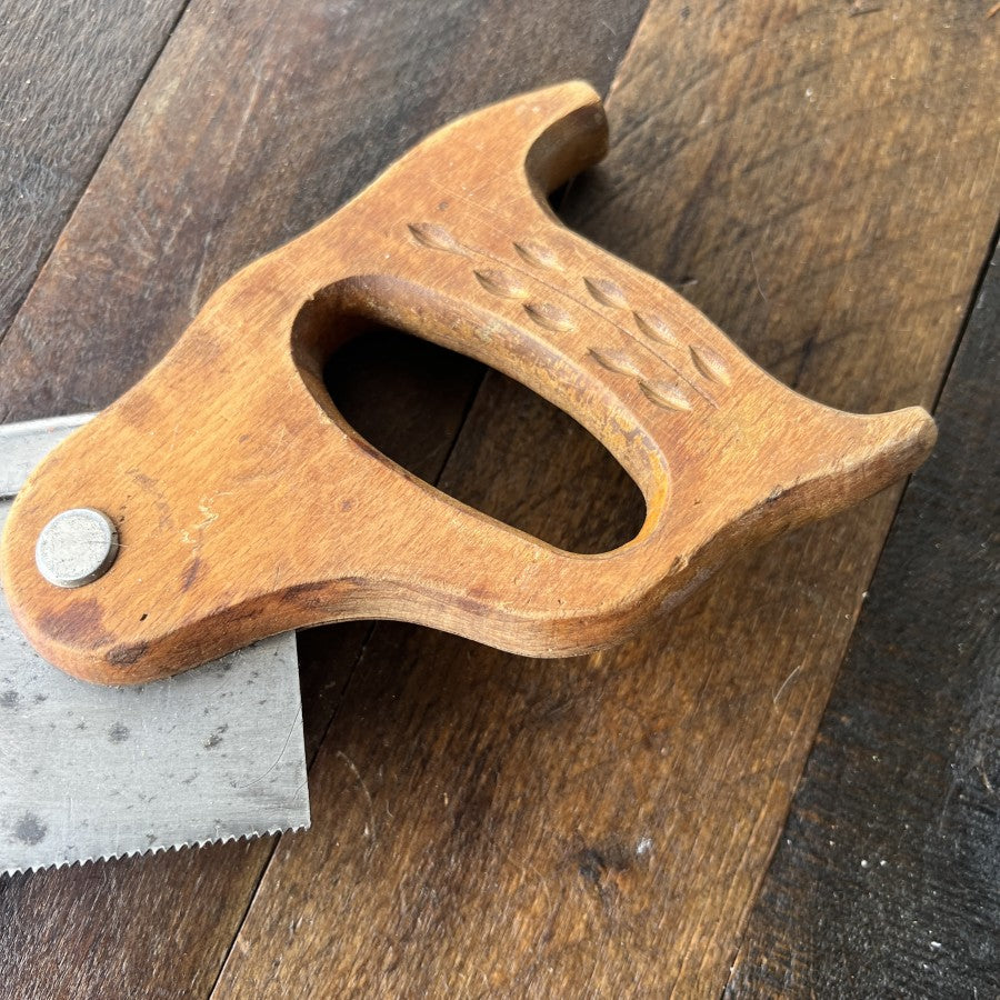 Unknown Vintage Wood Handle Dovetail Hand Saw Gear Up