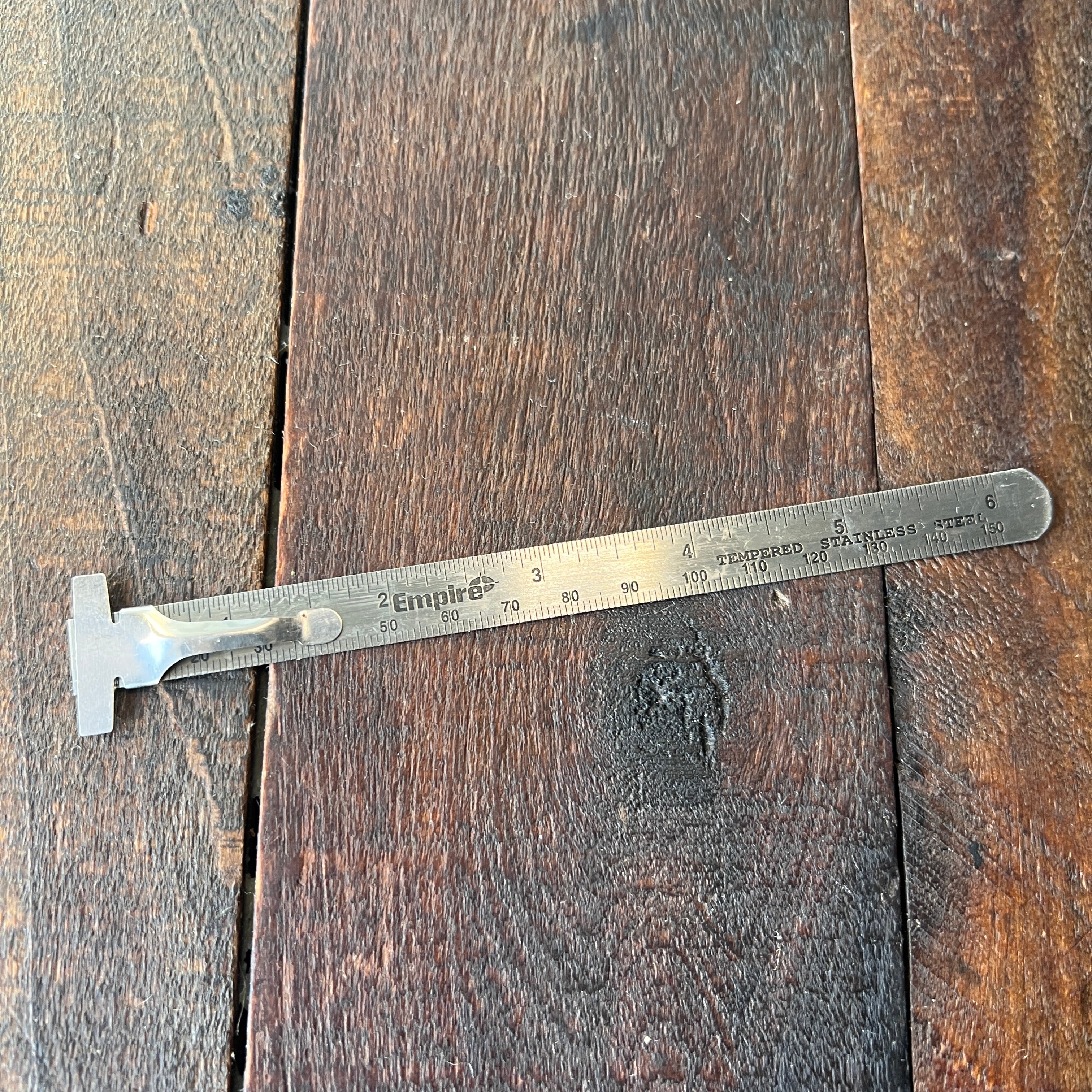 Empire Empire Stainless Steel Sliding Depth Gauge Square Fraction Decimal Gear Up